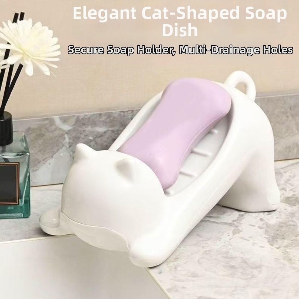 Creative Cartoon Soap Box Cat Shaped Bathroom Soap Holder Soap Filter Rack  Household