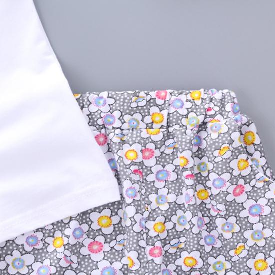 2 bucăți/set ținută pentru fete cu imprimeu floral cu mâneci mușcă din bumbac cu gât rotund tricou drăguț pentru purtarea zilnică