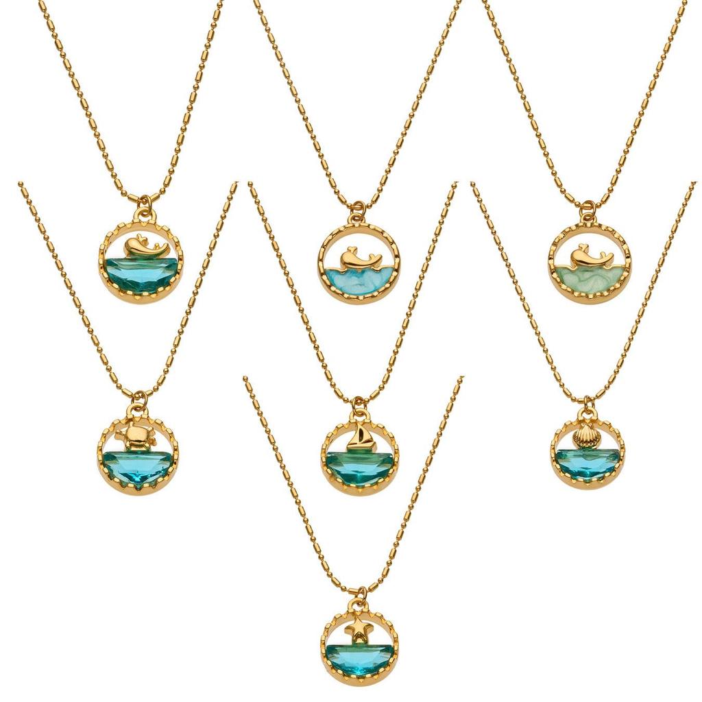 Ocean Series: 18K Gold-Plated Whale & Starfish Pendant Necklace.