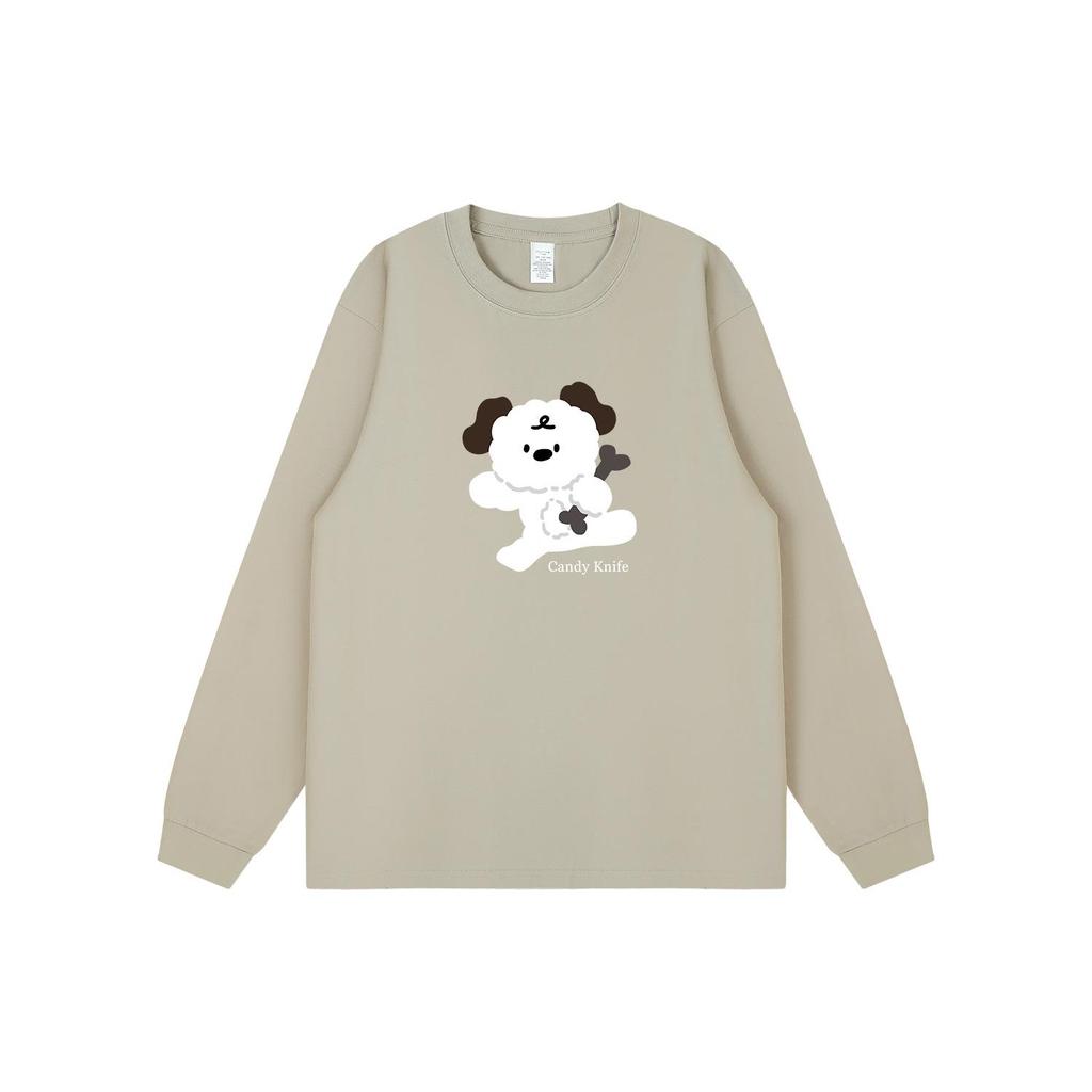 INS Trendy Autumn/Winter Cartoon Print Long Sleeve Couple T-Shirt, Korean Student Style Versatile Base Shirt.