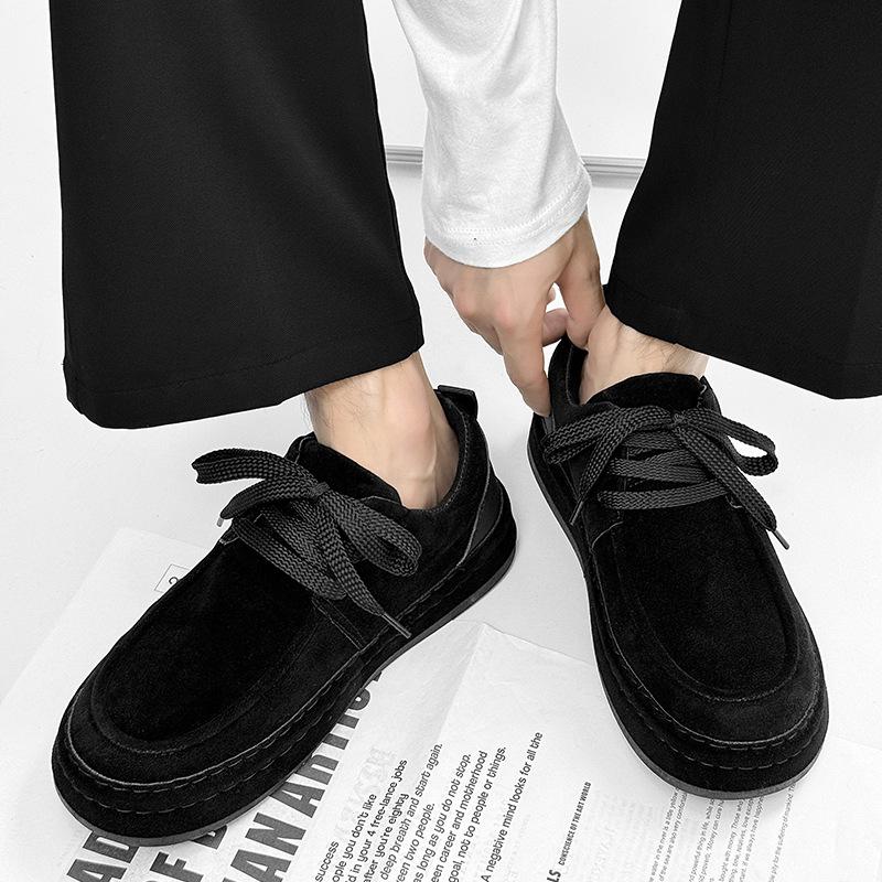 Autumn and Winter New Beef Suede Casual Men's Leather Shoes, Leather Bag Outsole Full of Luxury Men's Shoes, Durable Shoes