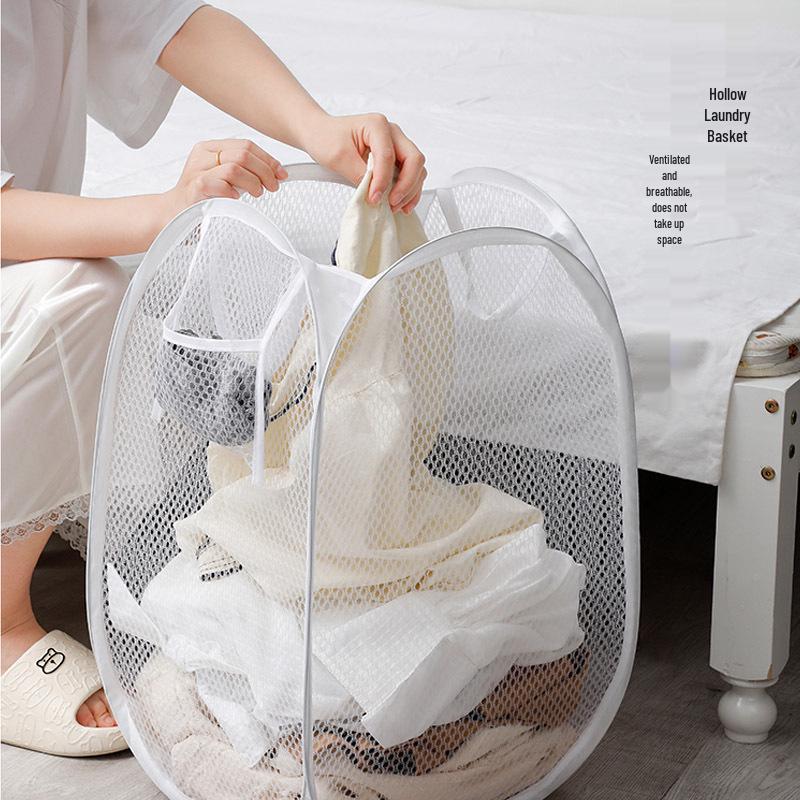 Foldable Mesh Laundry Hamper - Breathable Storage Basket for Children's Dirty Clothes