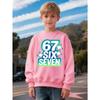 Unisex Kids Crewneck Sweatshirt, Gradient Neon Star 67 Print Long Sleeve Pullover, Boys Girls Casual Birthday Sweatshirt For Kids Over 4 Years Old