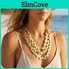 Bohemian Geometric Wooden Beaded Multilayer Necklace For Beach And Vacation Style Women
