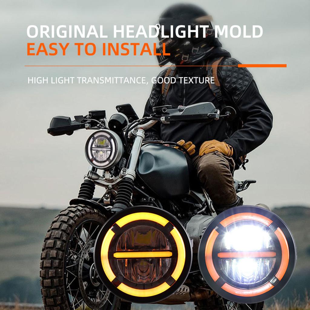 Universal 7 Inch Led Car Motorcycle Headlight DRL H4 Headlamp For Harley BMW Yamha Honda 7.5" Headlights Bracket Retro Bucket