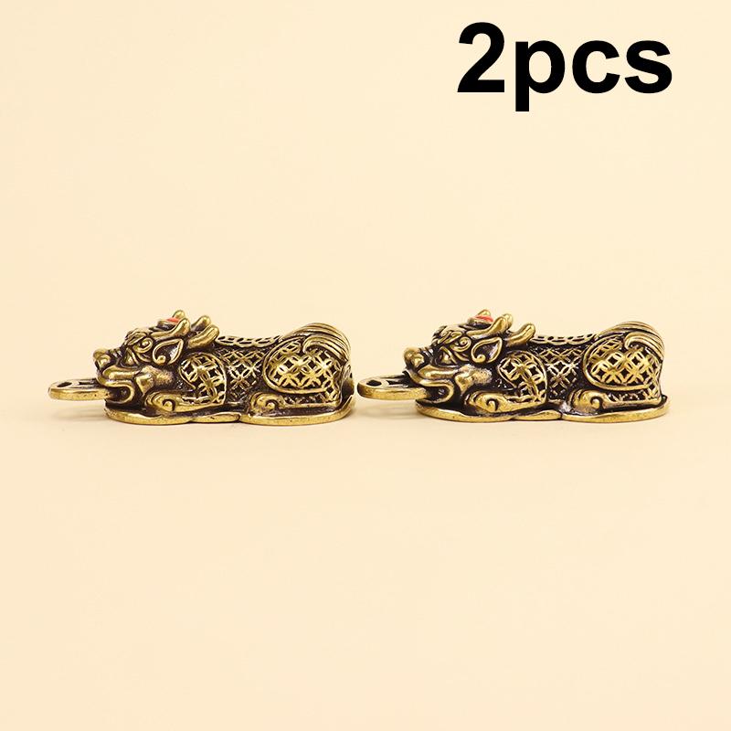 Brass Pixiu Coin Chinese Miniature Figurines - Lucky Ornament For Home Office Tabletop Decoration | Traditional Feng Shui Charms