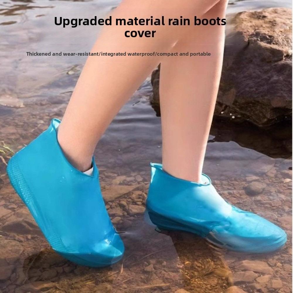 Wear-resistant Silicone Rain Shoe Covers 1 Pair Rubber Waterproof Boot Covers For Outdoor Rainy Days