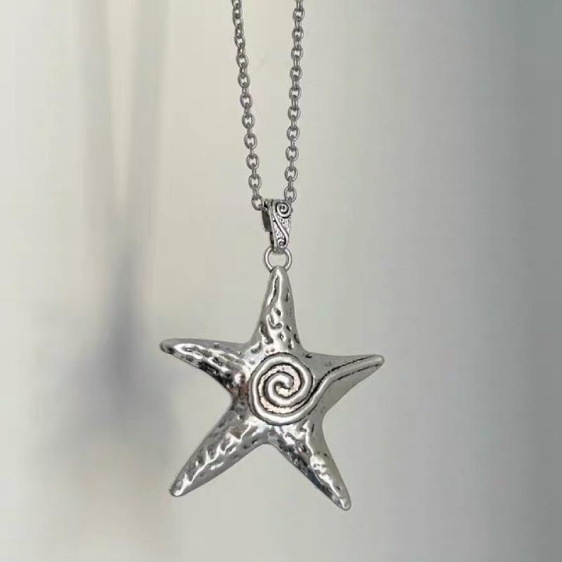 Vintage ocean necklace female long luminous sea star pendant collarbone chain sweet cool exaggerated 70cm chain sweater chain