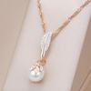 Silber Farbe Zirkon Blatt Design Synthetische Perle Anhänger Halskette für Frauen Luxus Goldene Halskette Hochzeit Partei Schmuck