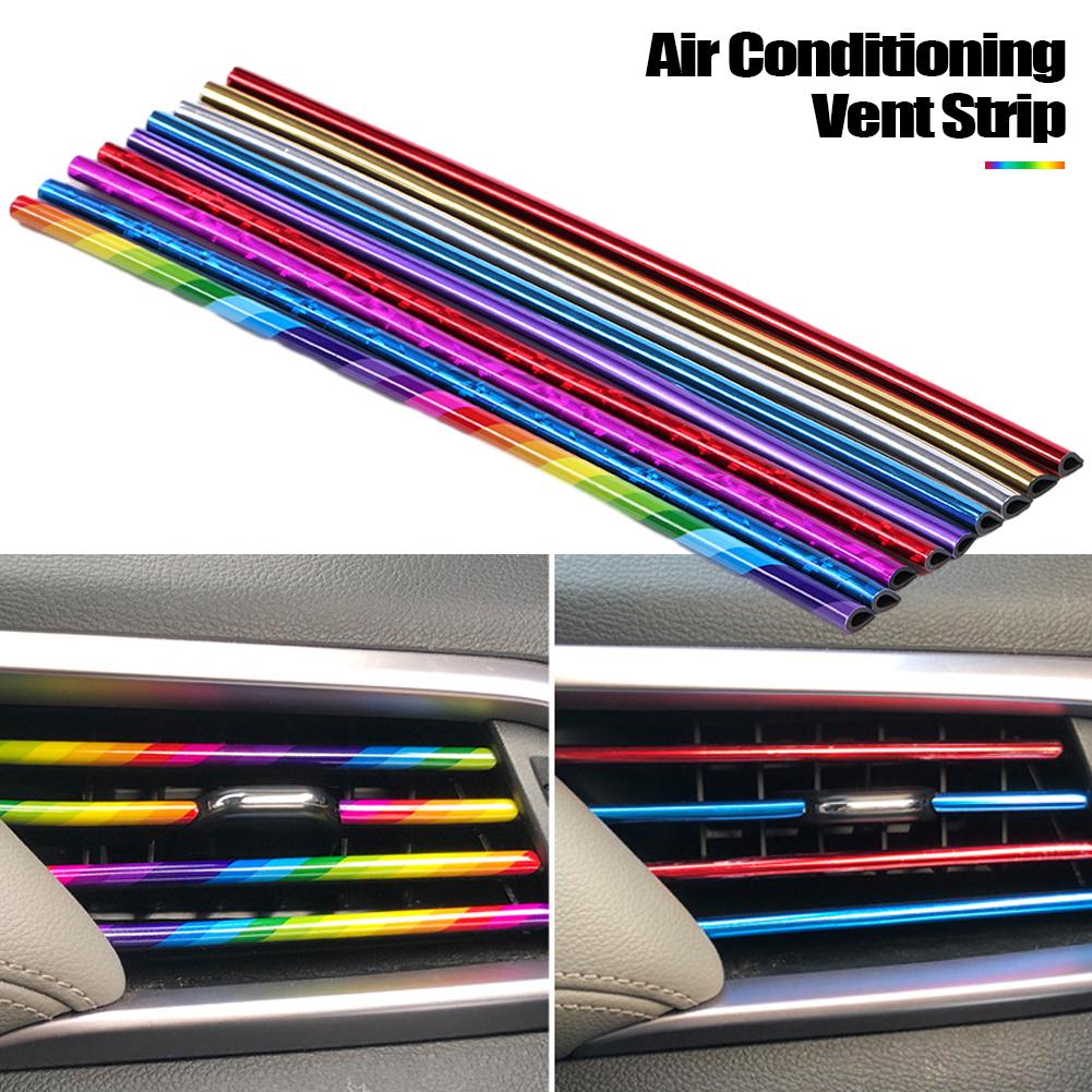 10PCS Colorful Car Accessories DIY Car Interior Air Conditioner Outlet Vent Grille Chrome Decoration Strip Silvery Car Styling