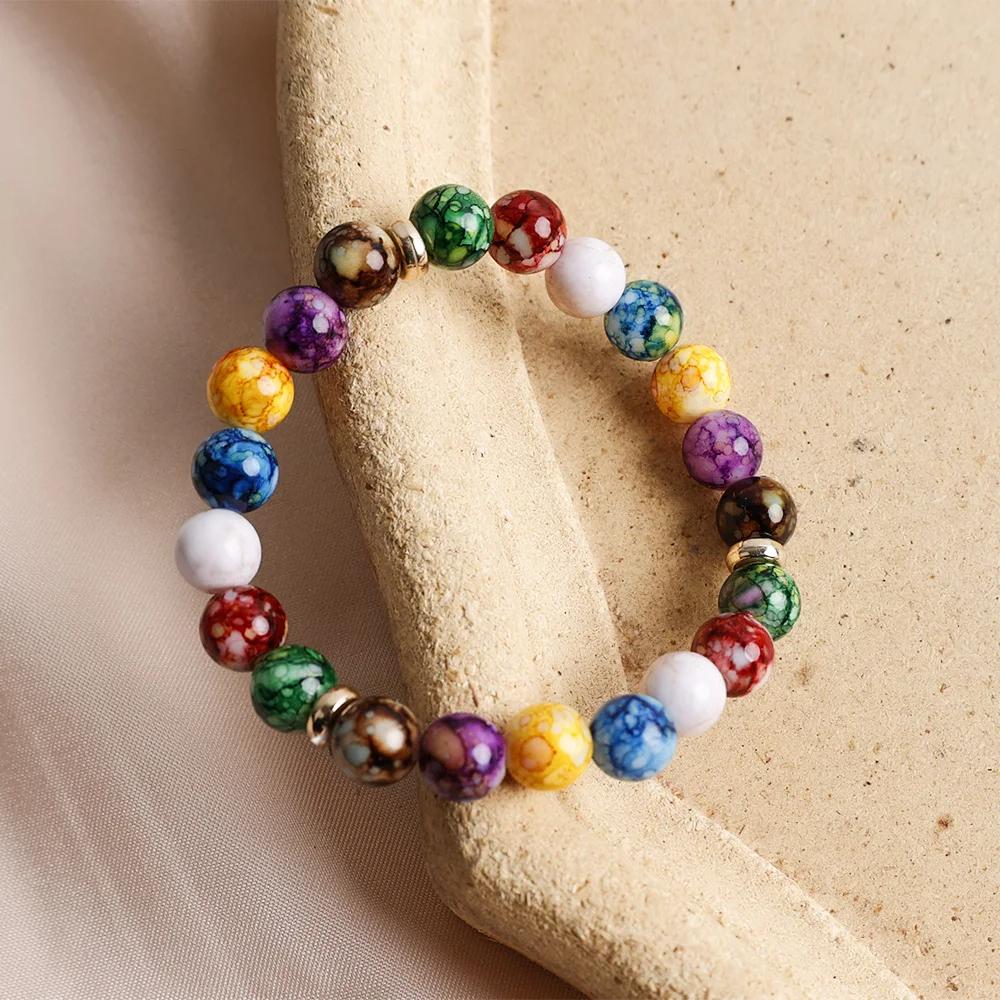 Chakra Reiki Hälsosten Armband Yoga Balans Energi Pärlor Vulkasten Smycken Armring Kvinnor Män