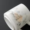 Chinese Style Pattern Tea Filtering and Separation Cup, With Cover White Porcelain Personal Mug, Home Drinkware Ceramic Cup, 1Pc