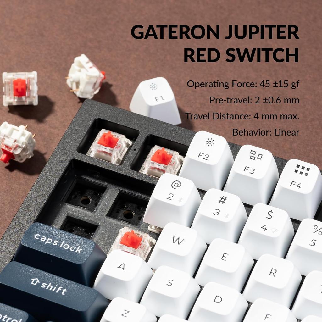 Keychron Q3 Max Wireless Custom Mechanical US RGB Gateron Jupiter Mechanical Windows Compatible Gateron Jupiter Mechanical Red QMK/VIA Keyboard, 2.4