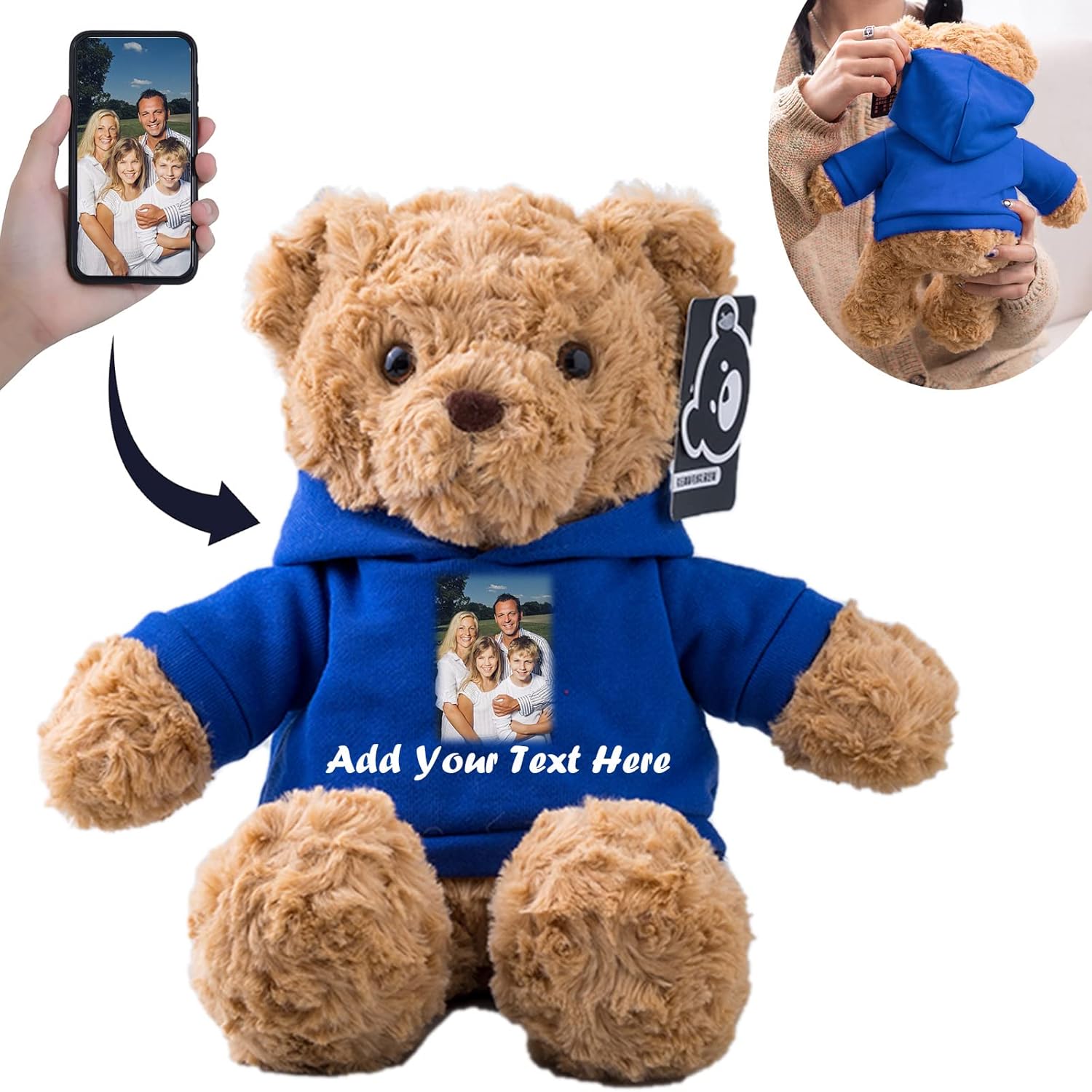

Personalized Teddy Bear Stuffed Animal, Stuffed Bear Plush Toys with Customized Text+Image as Personalized Gifts for Girlfriend/Boyfriend on