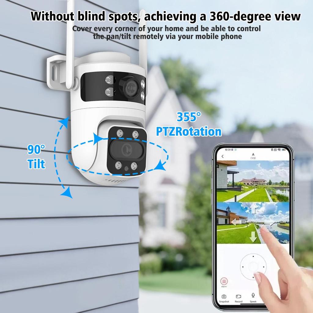 CB03 360° Rotating Dual-Lens Waterproof Wireless Outdoor PTZ Camera with Dual-Screen HD Monitor