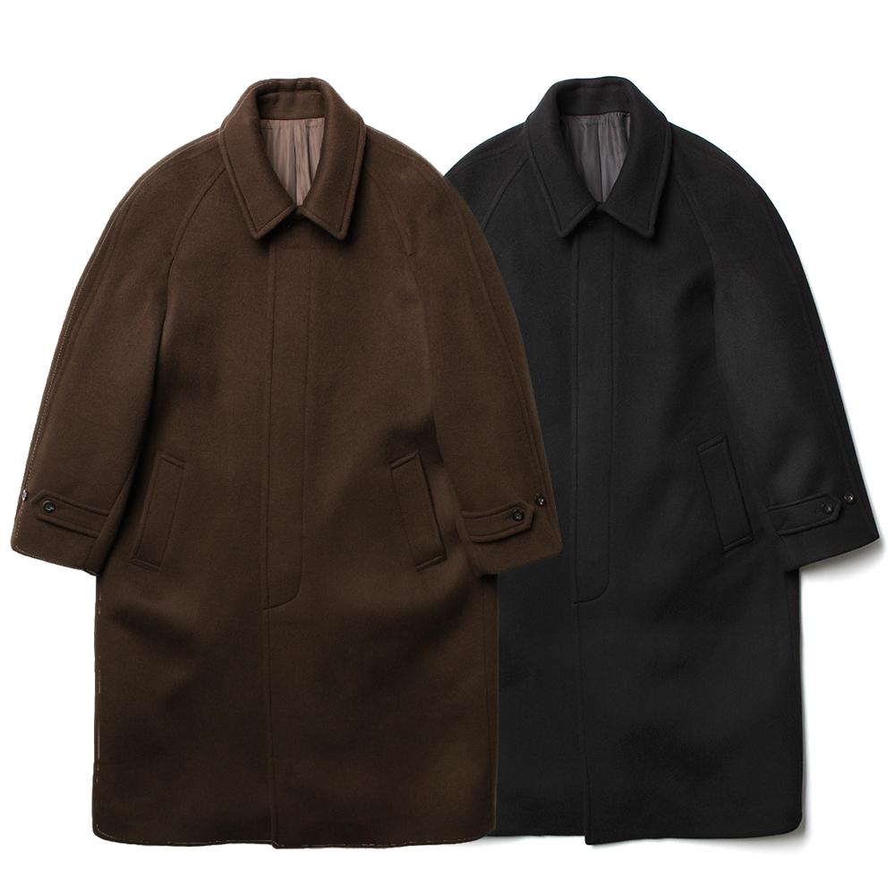 Lelales Balmacaan Wool Single Long Coat - 2 Colors
