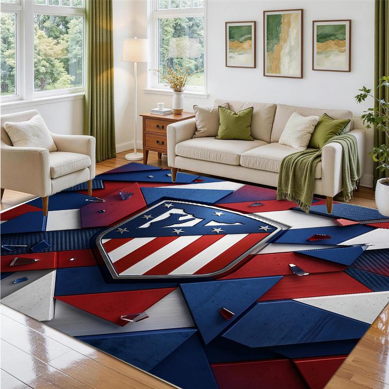 Atletico Madrid Design Crystal Velvet Rug Soft Decorative Mat for Bedroom Entrance