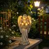Automatic Night Light for Patio Retro Solar Angel Statue Resin Garden Light Decorative Memorial Sculpture with Flower Basket Outdoor Yard