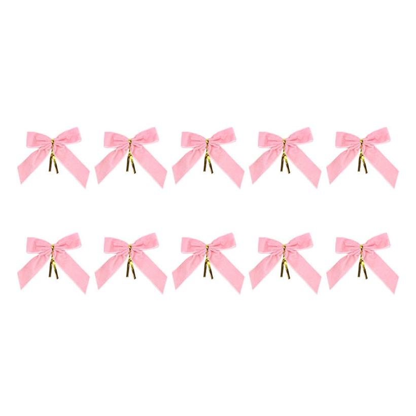 10PCS Velvet Bows for Christmas Tree Decor Wreath Garland Velvet Bow with Twist Tie Ribbon Ornament Diy Craft Holiday Wrapping Decorations