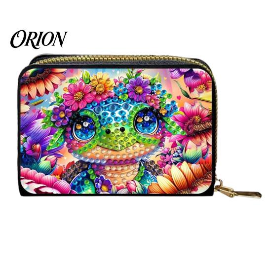 Personalized Card Case DIY Rhinestone Painting Holder, Faux Leather Coin Purse, Shining Holder Portable Mini Storage Pouch for Cards And Keys Handmade