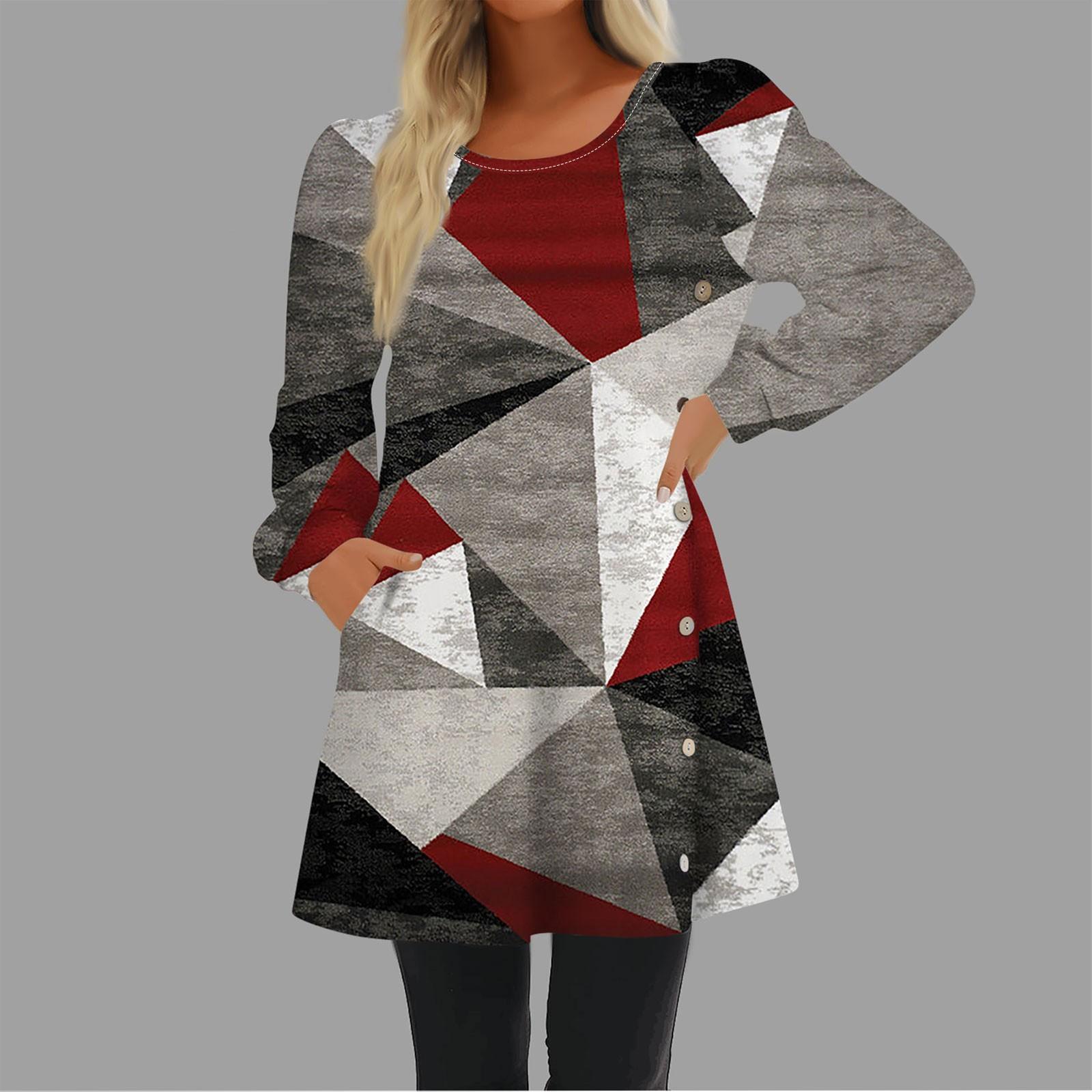 Модное женское повседневное свободное платье с круглым вырезом и пуговицами с длинным — фото 8