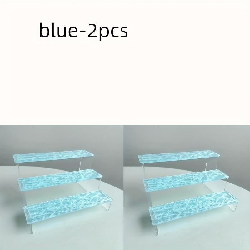 2 Pack Three-Level Acrylic Display Stand Water Ripple Design for Office Decoration Display Rack Purposes Crafts Toys Collectible