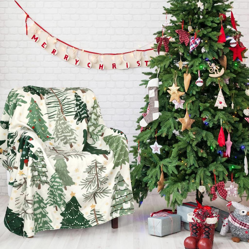 Christmas Tree Flannel Blanket Christmas Blanket Living Room Sofa Blanket Holiday Bedroom Bed Blanket Living Room Cute Blanket