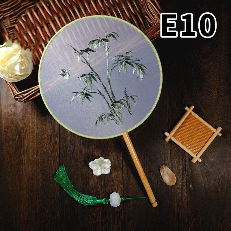 Doppelseitiger Vintage-Fächer chinesischer Stil Pfingstrose Su-Stickerei Runder Fächer Ornamente Tanzfächer Performance-Requisiten Heimdekoration