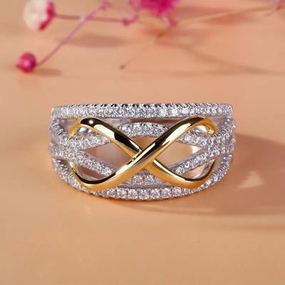 Δαχτυλίδι Delysia King New Fashion Infinite Love Δαχτυλίδι Γυναικείο Δαχτυλίδι σε σχήμα καρδιάς Δίχρωμος αρραβώνας γάμου