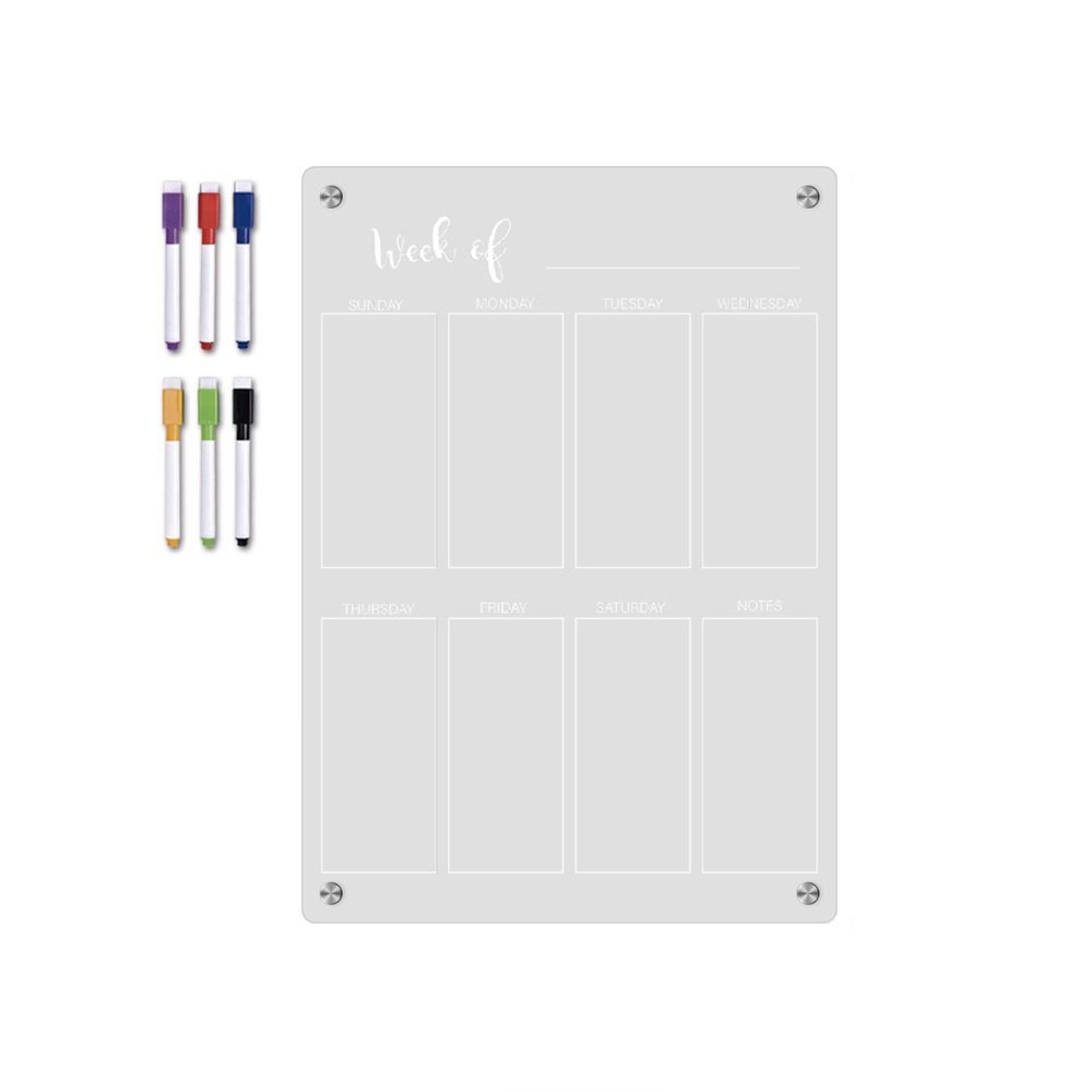 6 Markers Acrylic Erase Boards Magnetic Magnetic Fridge Calendar Planning Note Board  Fridge
