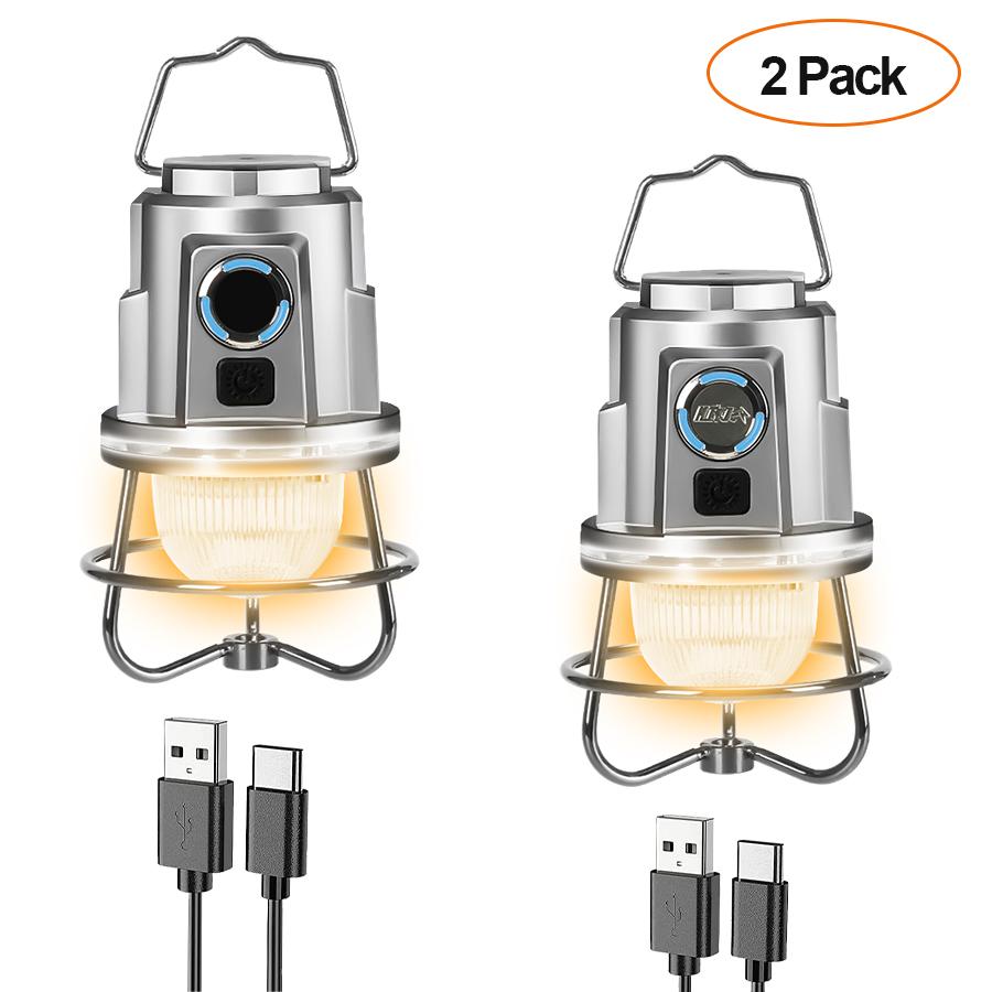LED Powerful Camping Lantern Type-C Rechargeable Vintage Outdoor Camping Light Outdoor Garden Decoration Camping Tent  Lamp