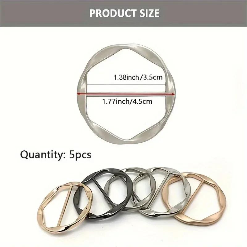 5pcs Mode Métal Rond Cercle Clip Boucle Châle T-Shirt Pince à Cravate Broche Boucle de Taille Anneau de Vêtement Polyvalent Porte-Écharpe