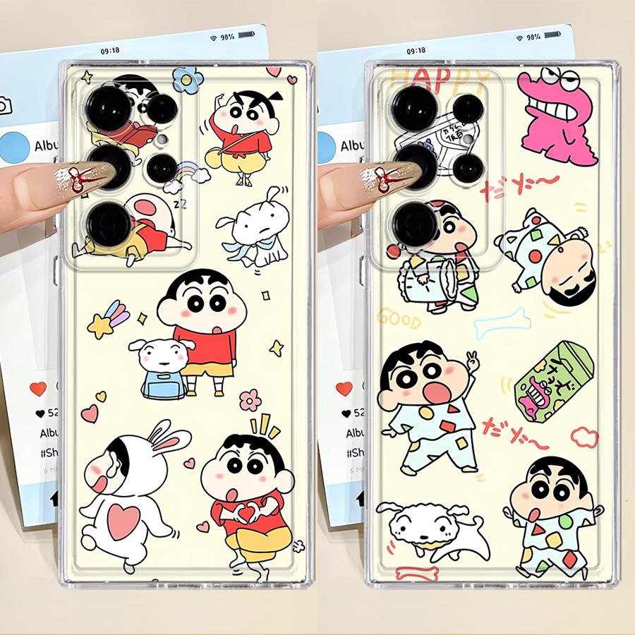 Phone Cover Case for Samsung Galaxy S25 Edge S22 FE S20 Plus Note 20 Ultra 10 S26 S21 S24 S23 Ultra Cute Crayons Shinchan
