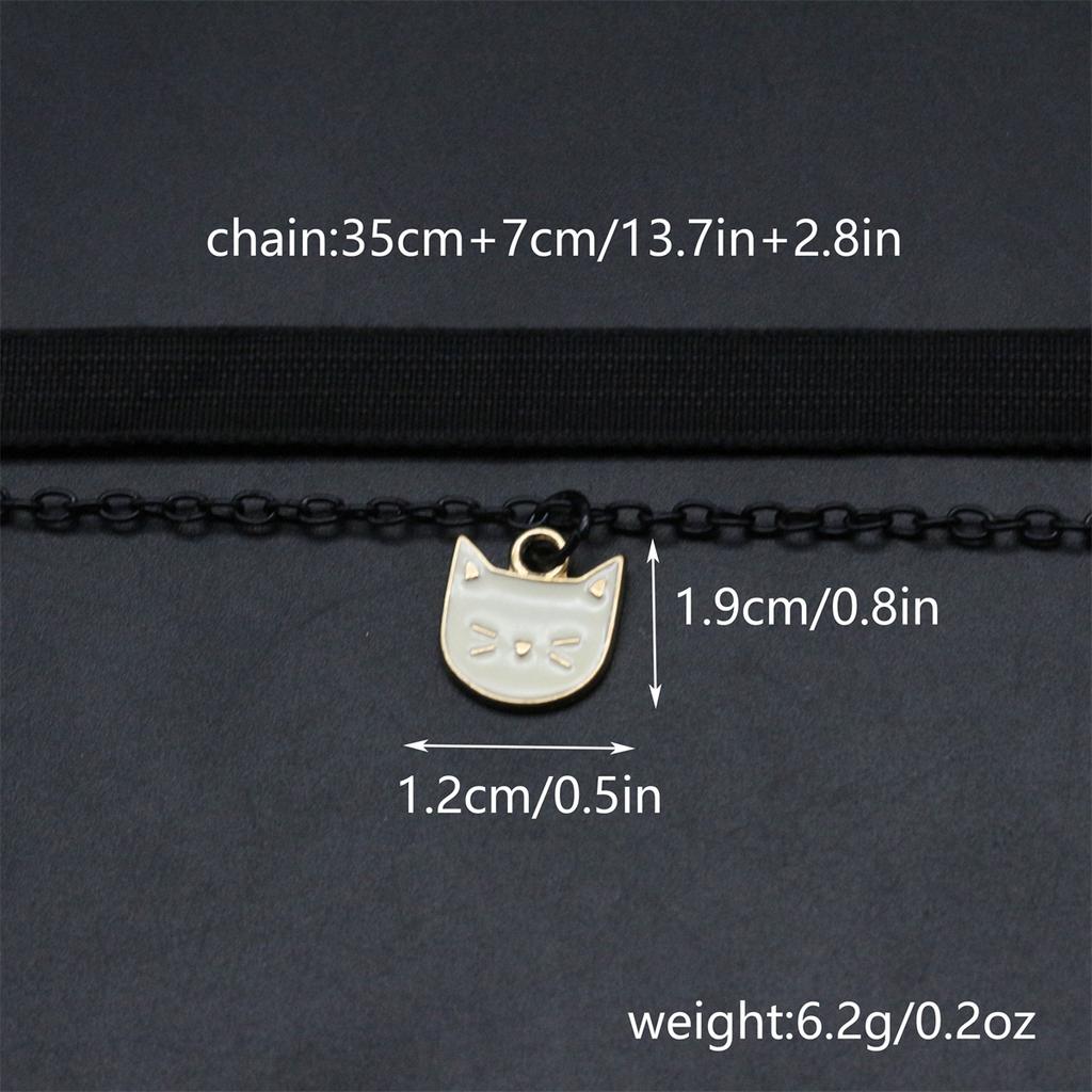 Cute Cat Pendant Necklace Minimalist Design Black Velvet Chain Fashionable Jewelry For Cat Lovers