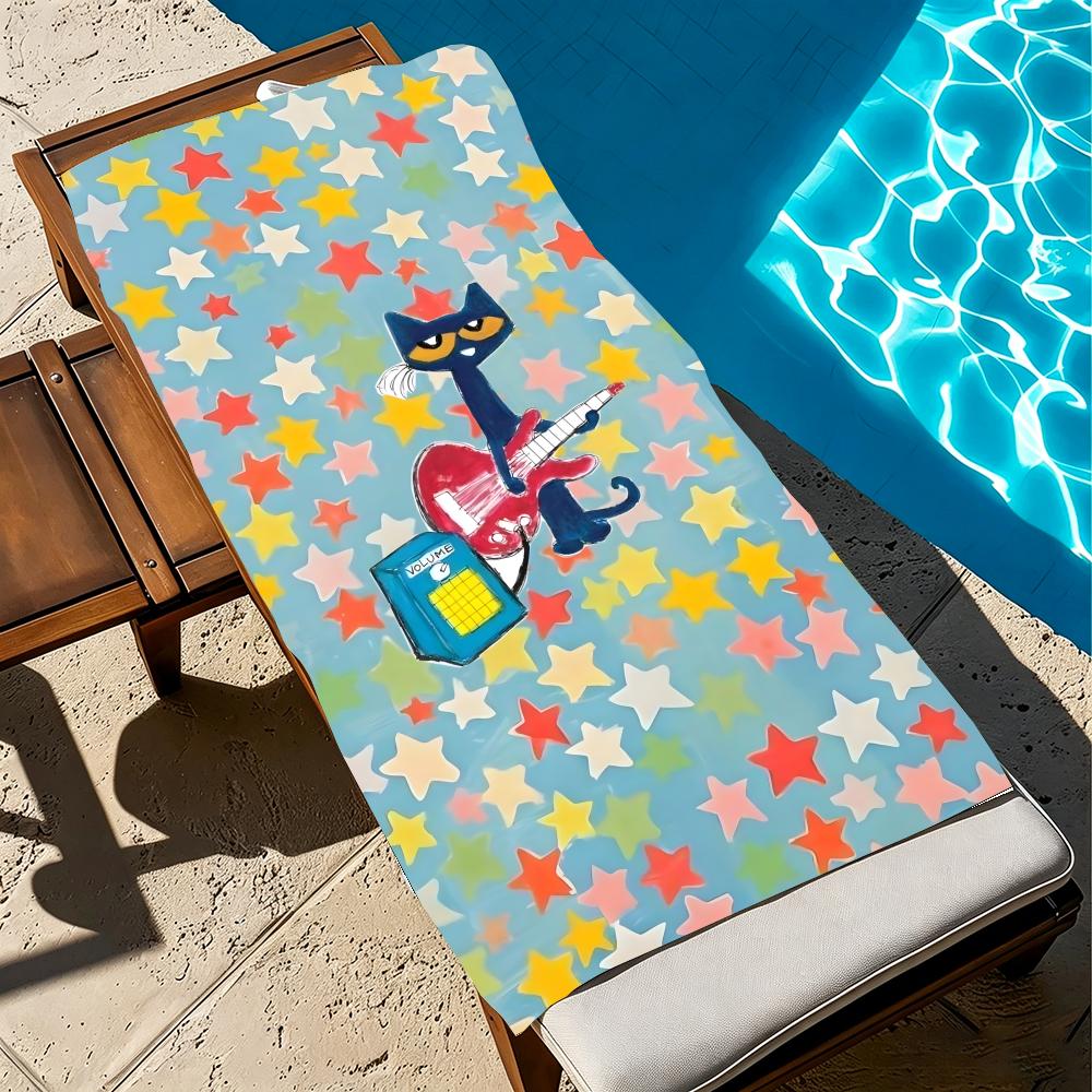 P-Pete The Cat-S Towel Microfiber Beach Towel, Quick-Dry, Sand-Free, Ultra-Fine Fiber, Super Soft.