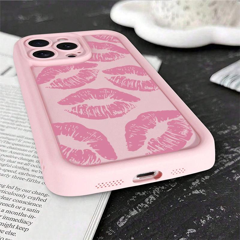Süße Rosa Lippenabdruck Silikon Weiche Handyhülle Für iPhone 11 12 13 14 15 16 16e 17 Pro Max XS XR X 16 Plus Stoßfeste Süßigkeiten Hülle