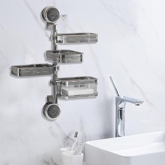 Suction Cup Storage Holder Soap Box Strong Load-bearing Multi-layer Design