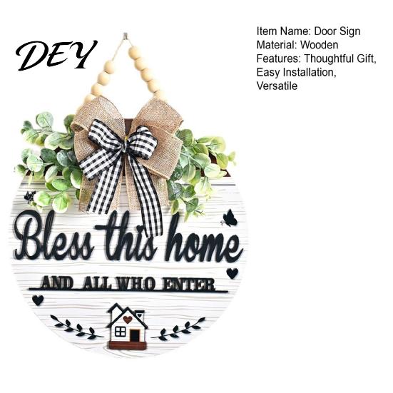 Decorative Signs for Living Room Welcome Sign Front Door Porch, Round Wooden Hanging Porch Plaque, Rustic Farmhouse Hanger, Thoughtful Gifts Neighbors