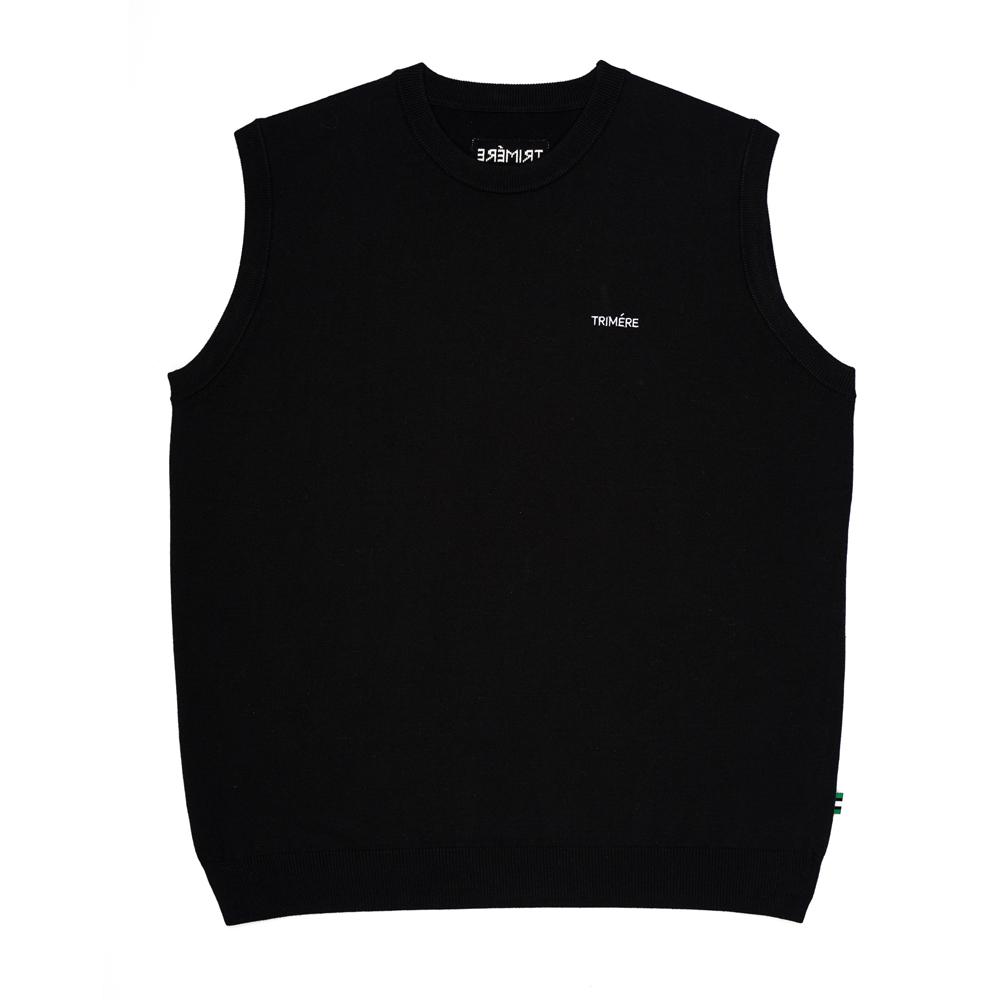 TRIMERE Basic Font Knit Vest Black