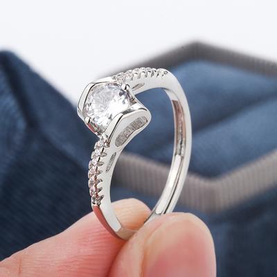 Classic Shiny Zircon Ring Fashion Love Shaped Women's Ring Beautiful Anniversary Gift Engagement Ring