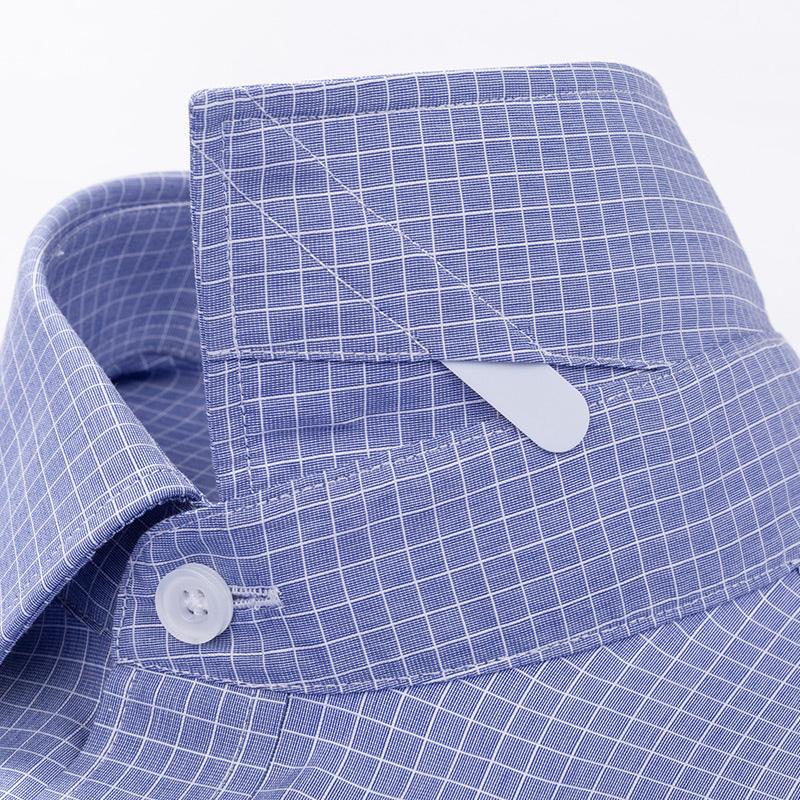 Official Formal Pure Cotton Iron Free Square Collar Business Men Plaid Shirts Long Sleeve Anti Wrinkle