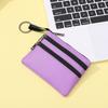 3 Zippers Canvas Coin Purse Women'S Mini Wallet Solid Change Purses With Keychain Money Bags Coin Key Storage Bag Card Holder