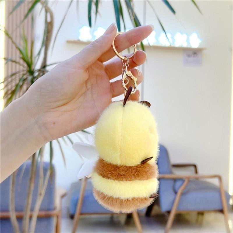 HXBF Honeybee Toy Keychain Soft Stuffed Animal Bag Charm Backpack Pendant Accessory