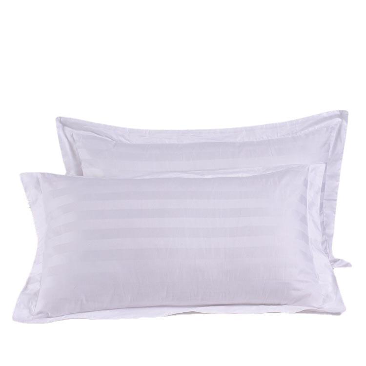 Hotel Quality 100% Cotton 3cm Sateen Stripe Pillowcases - Pure White
