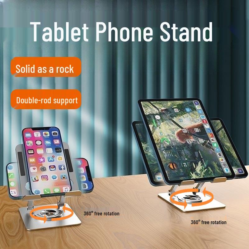 Rotatable Metal Tablet Stand for iPad - Height Adjustable with Cooling Feature