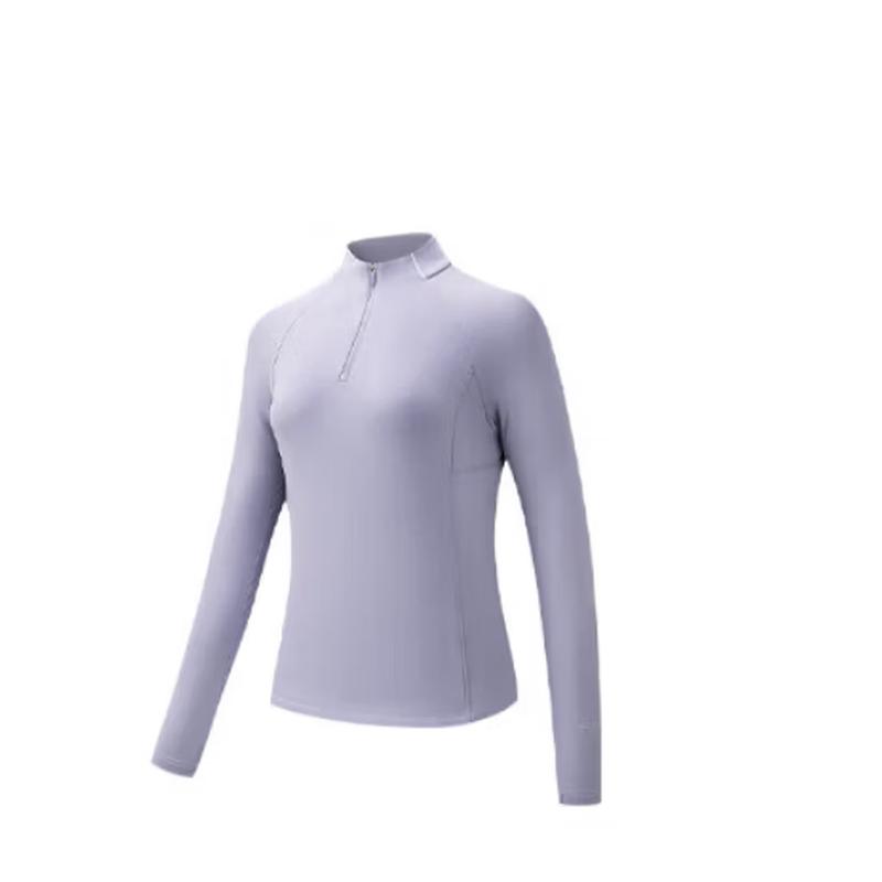 ANTA Women's Brushed Half-Zip Stand-Collar Long-Sleeve T-shirt