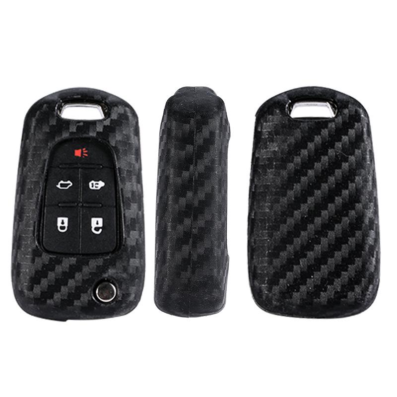 Carbon Fiber Silicone Key Cover for Buick Excelle 15T/18T & Chevrolet Folding Key