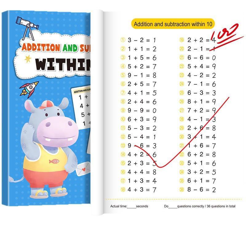 Children's Early Math Education Workbook Addition Subtraction Within 100 Exercise Book for Kids Daily Training Gift