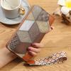 Women's Bag Printed Grid Contrasting Color Medium Long Wallet Large Capacity Coin Purse
