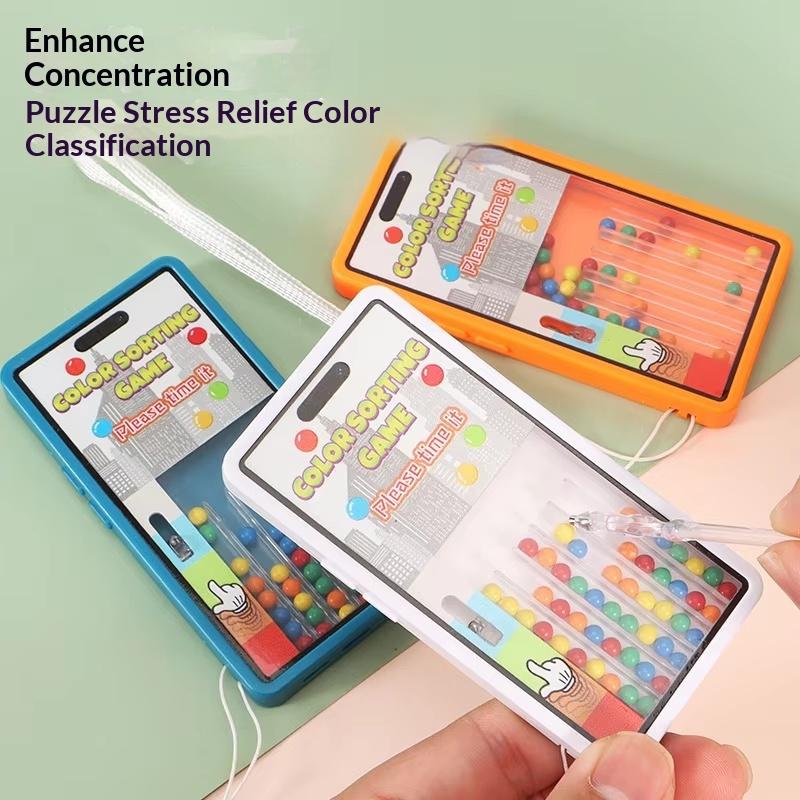 Color Sorting Colored Beans Game Console, Safe Non-Toxic Fine Motor Skill Training Toy for Toddlers Travel Portable Use